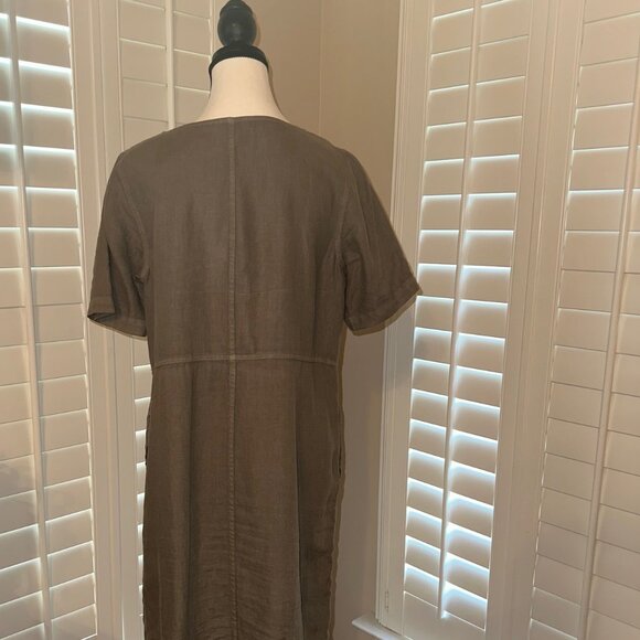 Adorable JJill (Pure Jill) Linen Dress in Olive Size SMALL - NEW - Picture 5 of 7